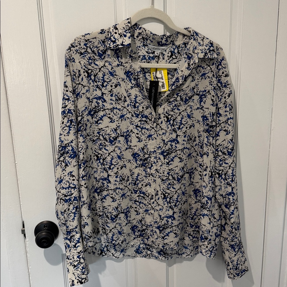Catherine Gee French cuff silk blouse.